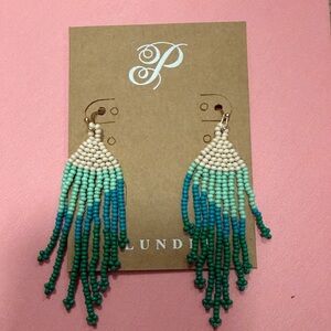 Plunder Beaded Fringe Drop Earrings - Pastel Green Ombre